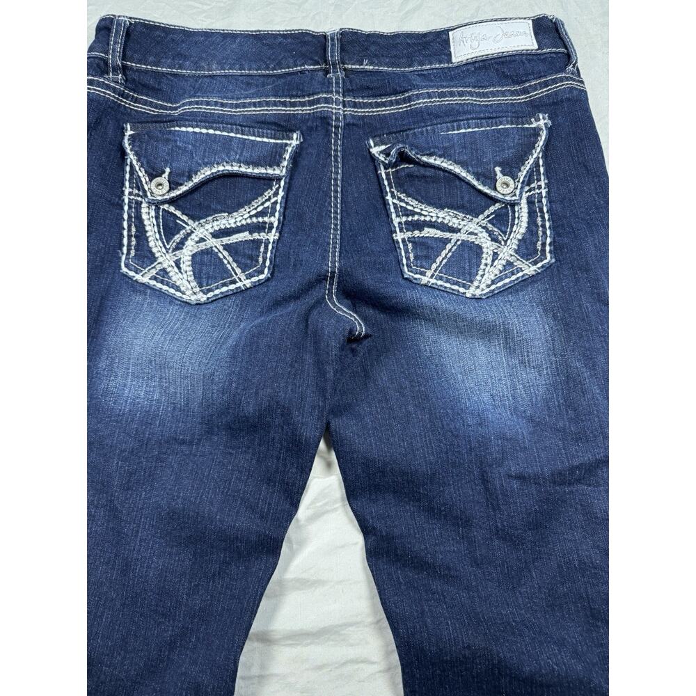 Arija Jeans Bermuda Shorts Womens 15/16 Dark Wash Cuffed Stretch Denim - Picture 14 of 16